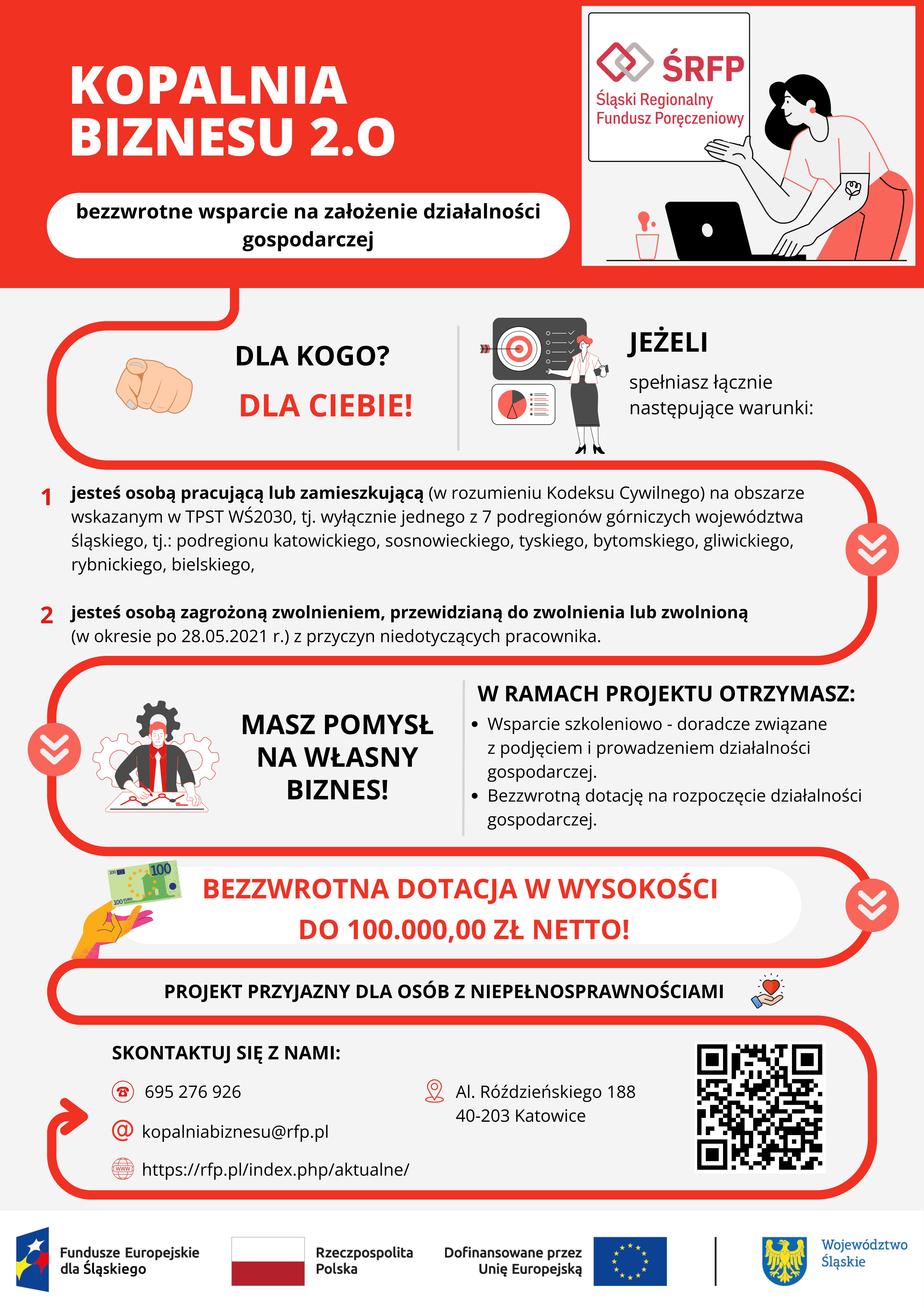 Plakat informujący o projekcie "Kopalnia biznesu 2.0"